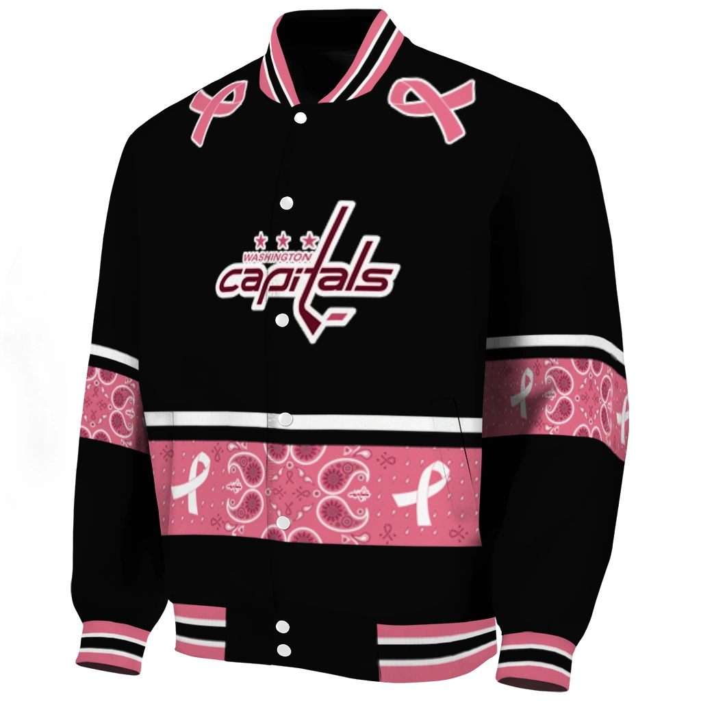 washington capitals pink ribbon black pink varsity jacket best selling washington capitals pink ribbon black pink varsity jacket best selling