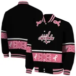 washington capitals pink ribbon black pink varsity jacket best selling