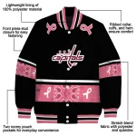 washington capitals pink ribbon black pink varsity jacket best selling