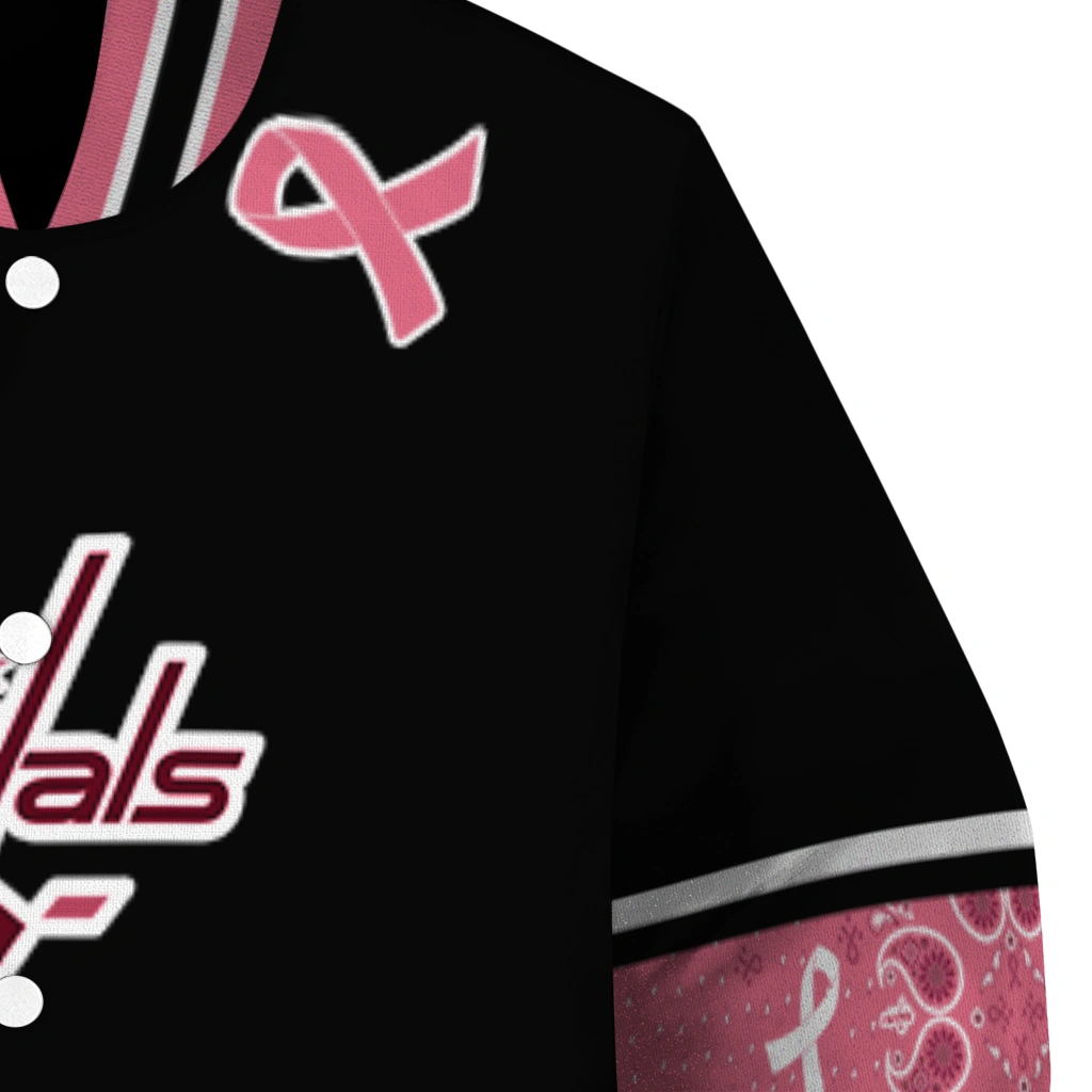 washington capitals pink ribbon black pink varsity jacket premium grade washington capitals pink ribbon black pink varsity jacket premium grade