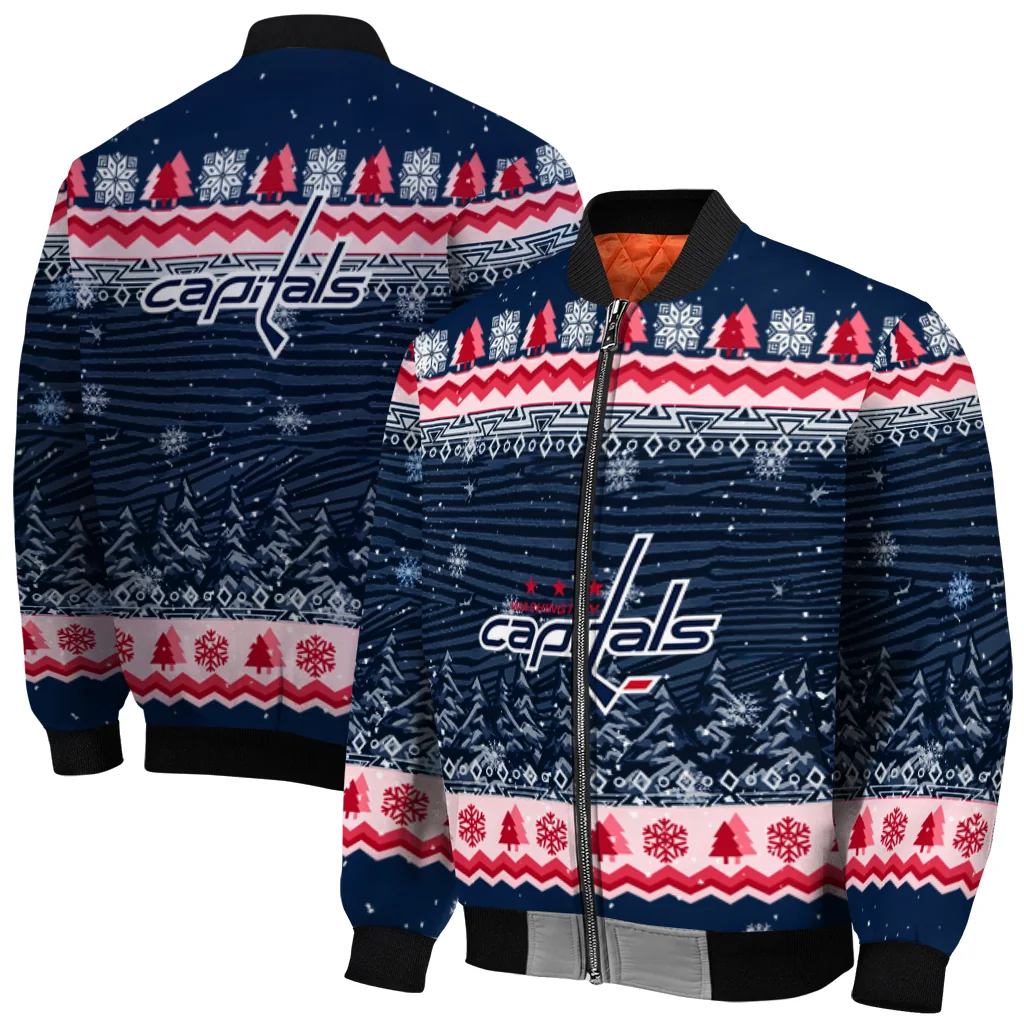 washington capitals snowy pines blue bomber jacket best selling washington capitals snowy pines blue bomber jacket best selling