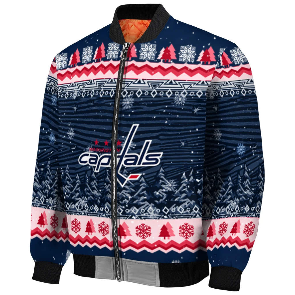 washington capitals snowy pines blue bomber jacket fashion forward washington capitals snowy pines blue bomber jacket fashion forward