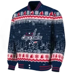 washington capitals snowy pines blue varsity jacket best selling
