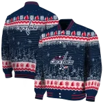 washington capitals snowy pines blue varsity jacket best selling