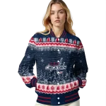 washington capitals snowy pines blue varsity jacket best selling