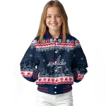washington capitals snowy pines blue varsity jacket best selling