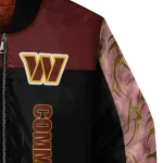 washington commanders fire skull burgundy black bomber jacket best selling
