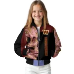 washington commanders fire skull burgundy black bomber jacket best selling