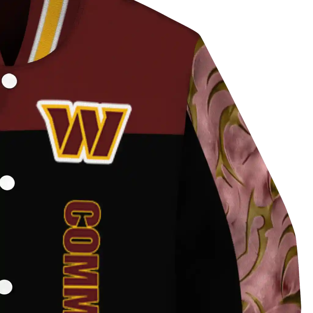 washington commanders fire skull burgundy black varsity jacket premium grade washington commanders fire skull burgundy black varsity jacket premium grade