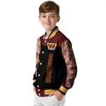 washington commanders fire skull burgundy black varsity jacket best selling