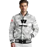 washington commanders gray camouflage gray varsity jacket best selling