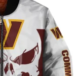 washington commanders skull outline burgundy white bomber jacket best selling