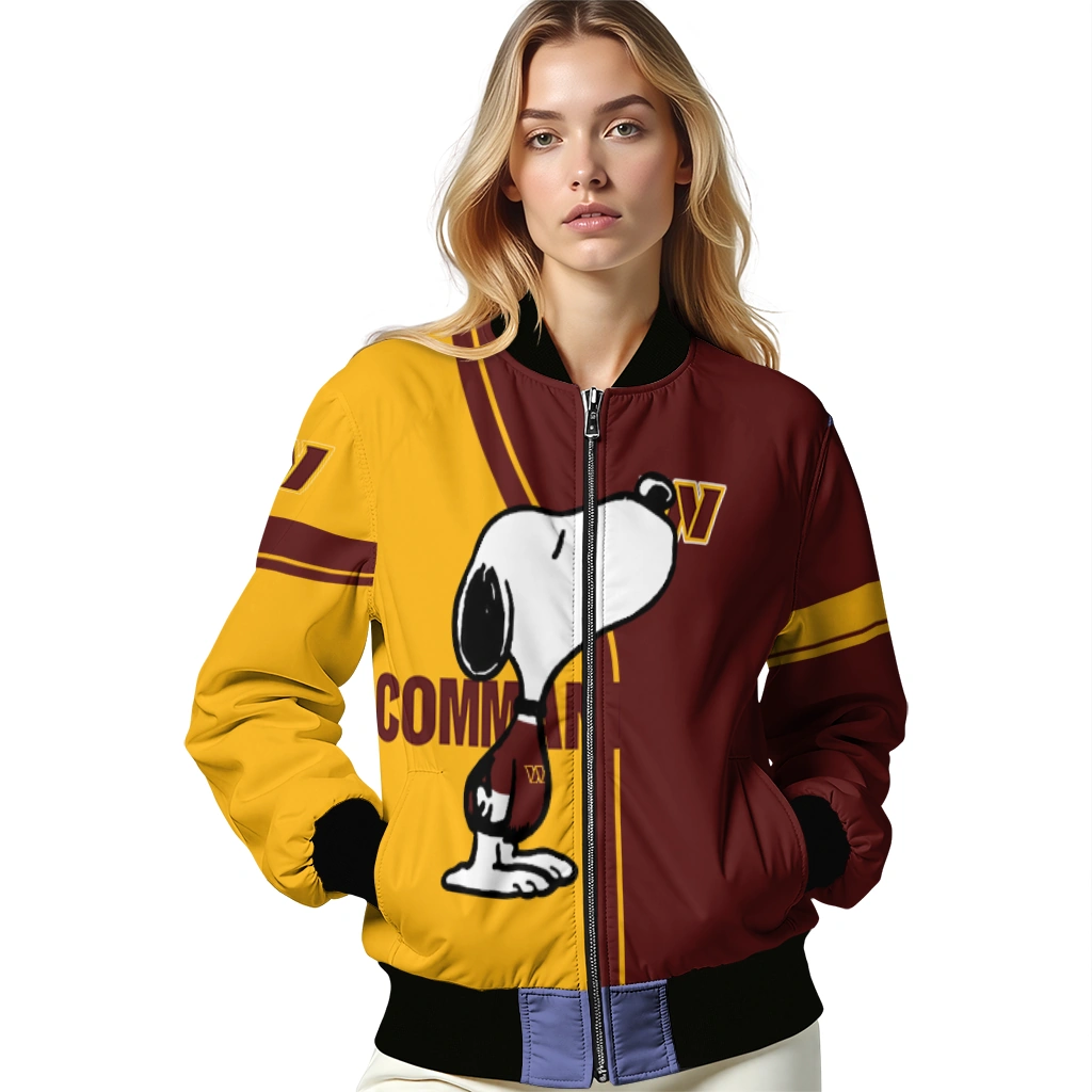 washington commanders snoopy attitude burgundy bomber jacket latest model washington commanders snoopy attitude burgundy bomber jacket latest model