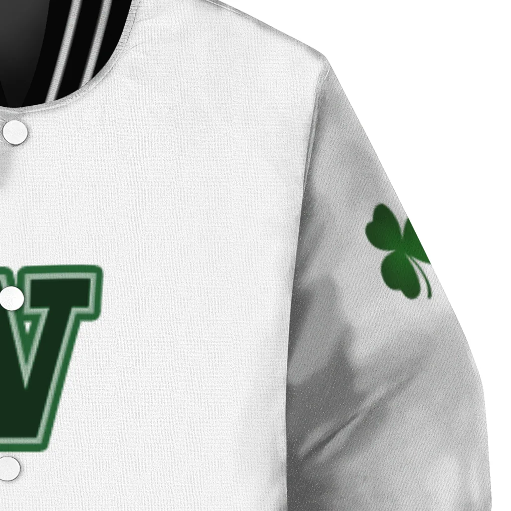 washington huskies clovers pattern white green varsity jacket premium grade washington huskies clovers pattern white green varsity jacket premium grade