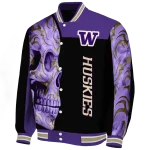 washington huskies fire skull purple black varsity jacket best selling