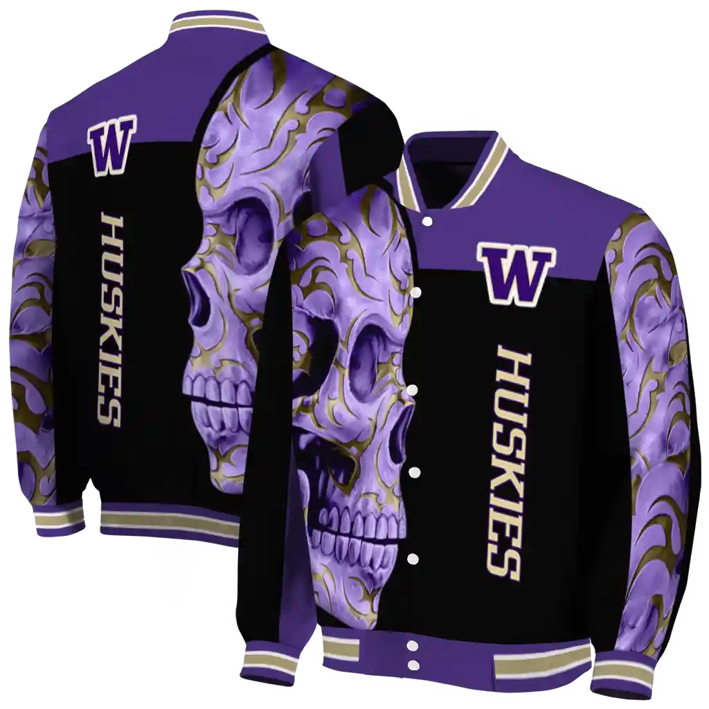 washington huskies fire skull purple black varsity jacket fashion forward washington huskies fire skull purple black varsity jacket fashion forward