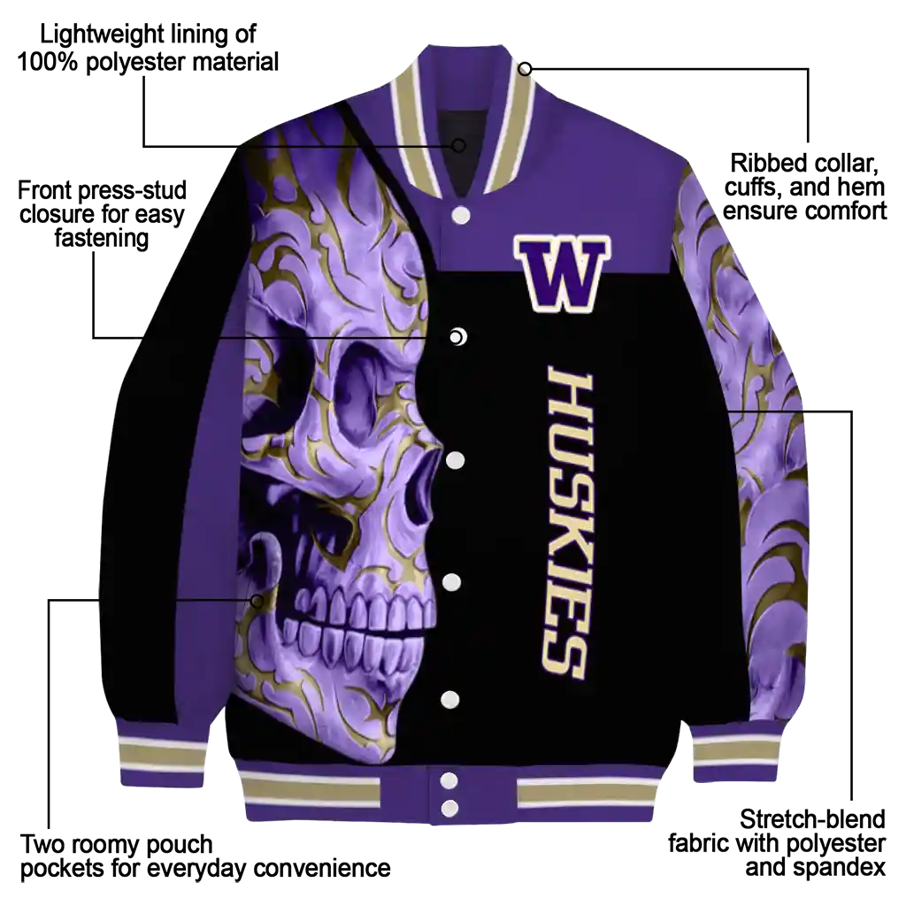 washington huskies fire skull purple black varsity jacket new arrival washington huskies fire skull purple black varsity jacket new arrival