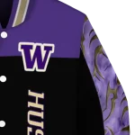washington huskies fire skull purple black varsity jacket best selling