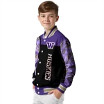 washington huskies fire skull purple black varsity jacket best selling