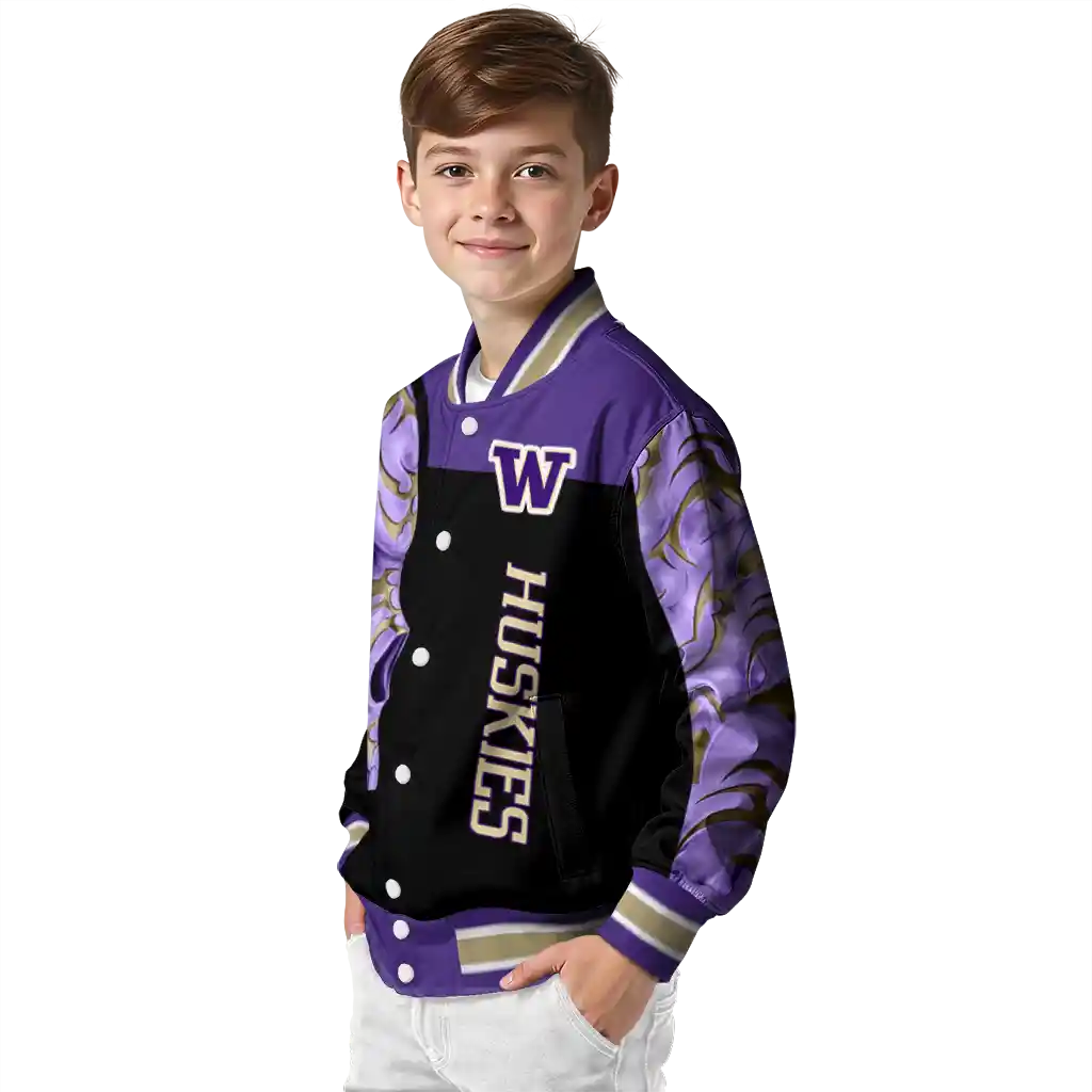 washington huskies fire skull purple black varsity jacket trendy washington huskies fire skull purple black varsity jacket trendy