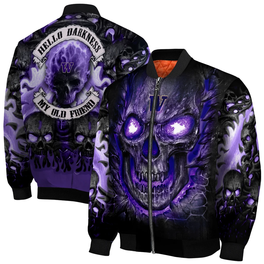 washington huskies inferno skull purple black bomber jacket best selling washington huskies inferno skull purple black bomber jacket best selling