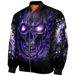 washington huskies inferno skull purple black bomber jacket best selling