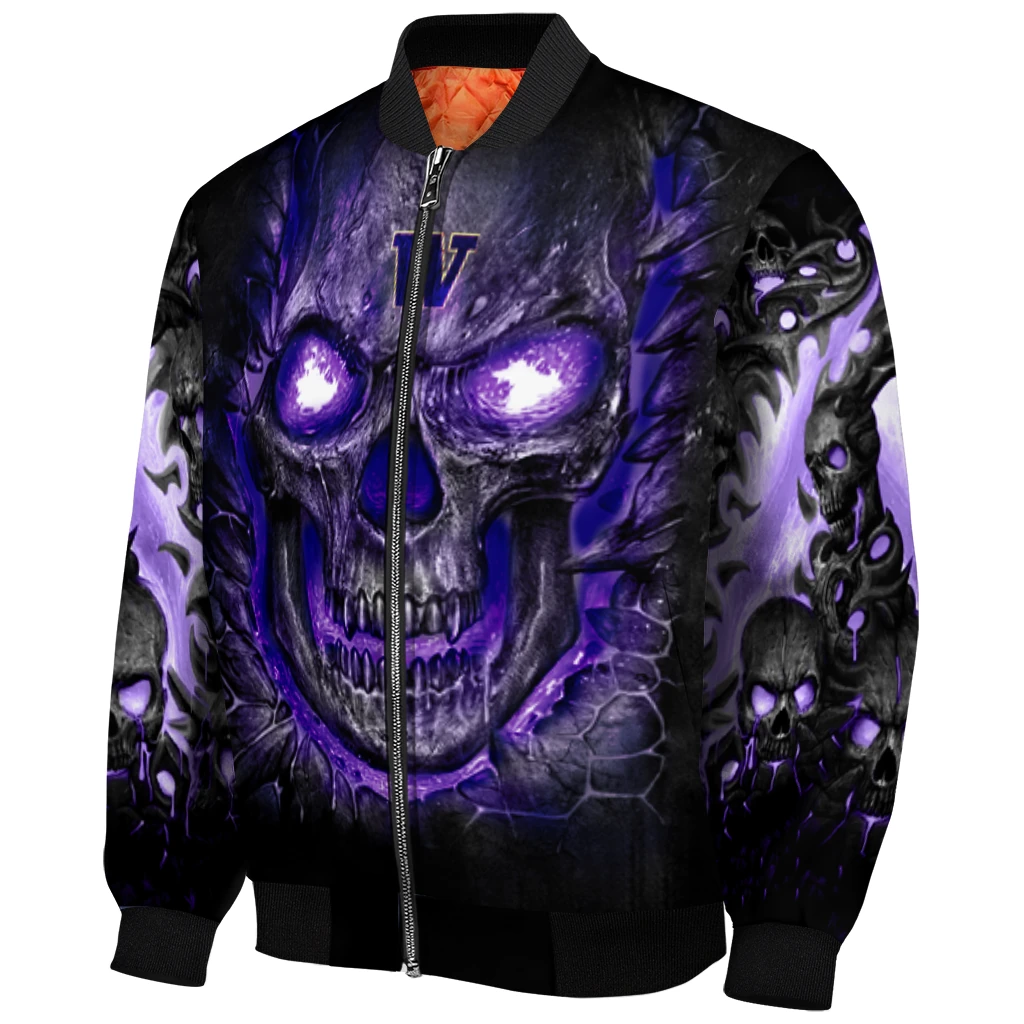 washington huskies inferno skull purple black bomber jacket fashion forward washington huskies inferno skull purple black bomber jacket fashion forward