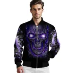 washington huskies inferno skull purple black bomber jacket best selling