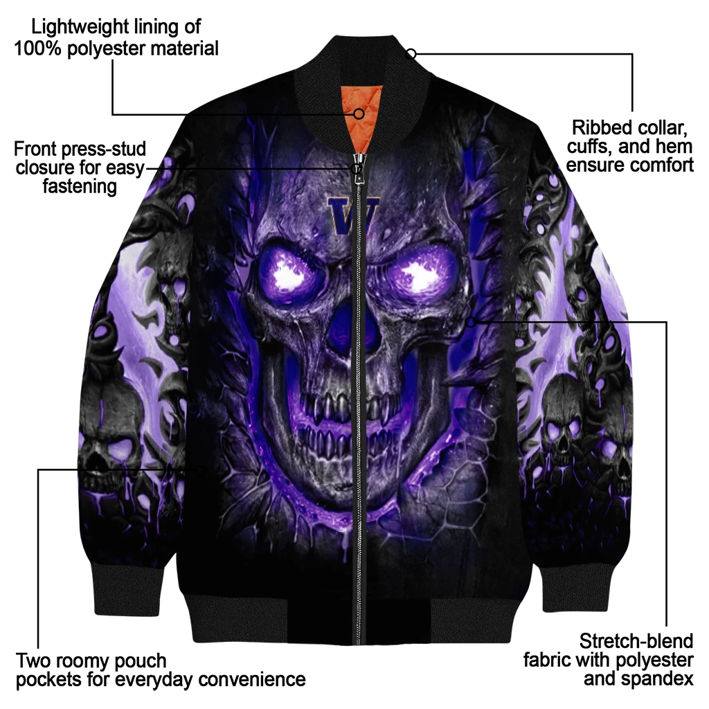 washington huskies inferno skull purple black bomber jacket new arrival washington huskies inferno skull purple black bomber jacket new arrival