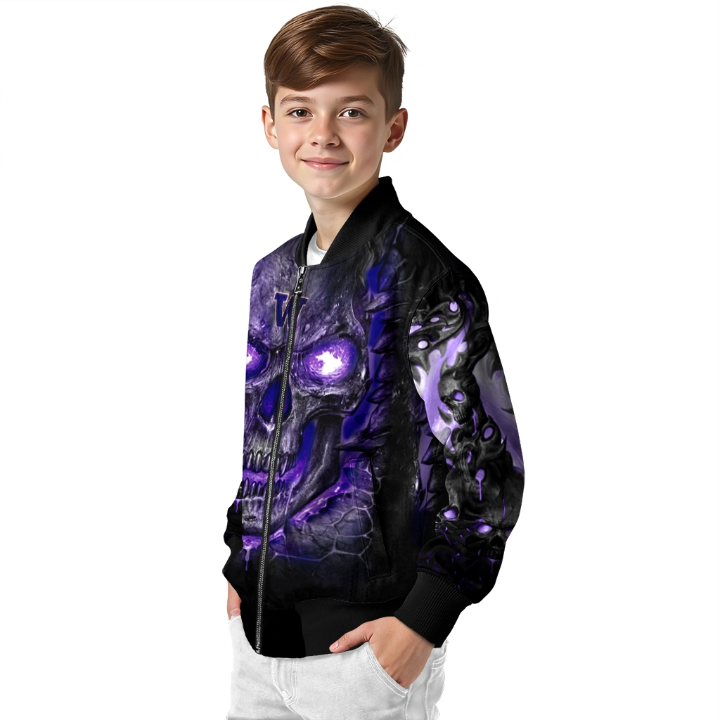 washington huskies inferno skull purple black bomber jacket trendy washington huskies inferno skull purple black bomber jacket trendy