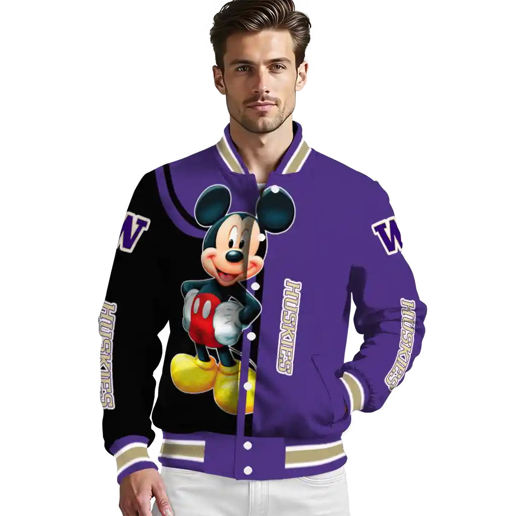 washington huskies mickey mouse purple varsity jacket high quality washington huskies mickey mouse purple varsity jacket high quality