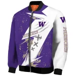 washington huskies ripped bolt purple white bomber jacket best selling