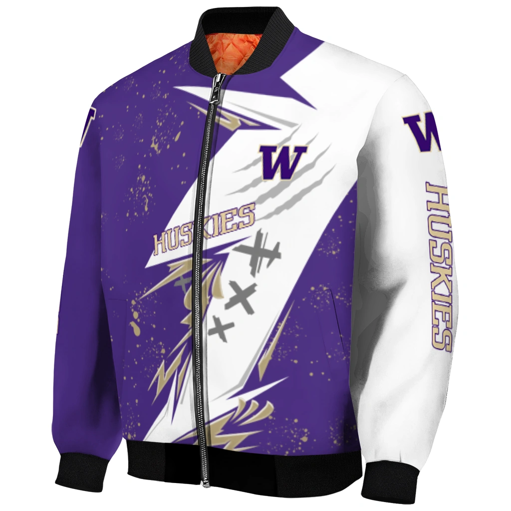 washington huskies ripped bolt purple white bomber jacket fashion forward washington huskies ripped bolt purple white bomber jacket fashion forward