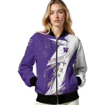 washington huskies ripped bolt purple white bomber jacket best selling