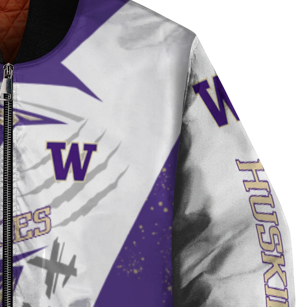 washington huskies ripped bolt purple white bomber jacket premium grade washington huskies ripped bolt purple white bomber jacket premium grade