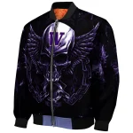 washington huskies skull bite purple black bomber jacket best selling