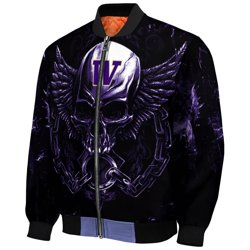 washington huskies skull bite purple black bomber jacket fashion forward washington huskies skull bite purple black bomber jacket fashion forward
