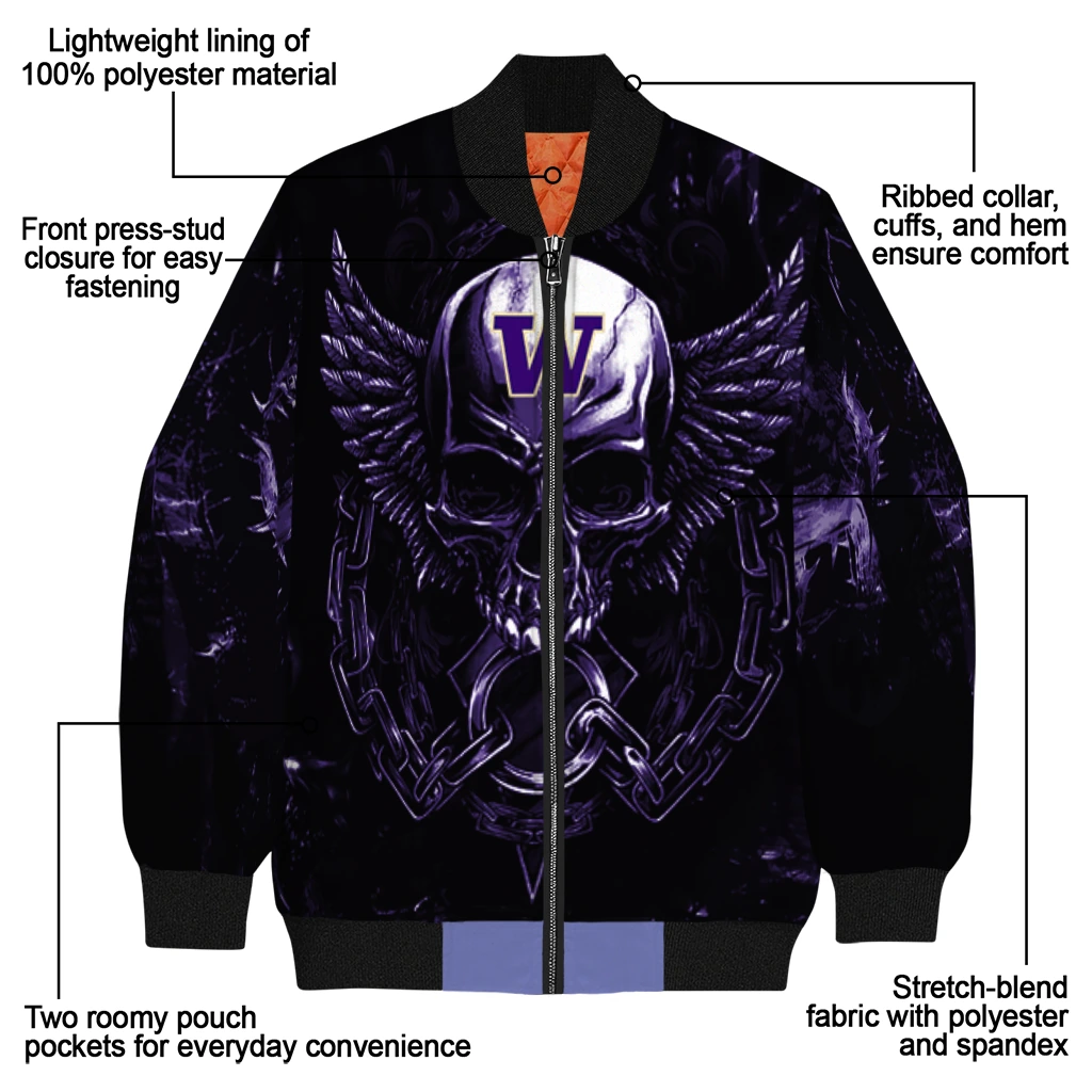 washington huskies skull bite purple black bomber jacket new arrival washington huskies skull bite purple black bomber jacket new arrival