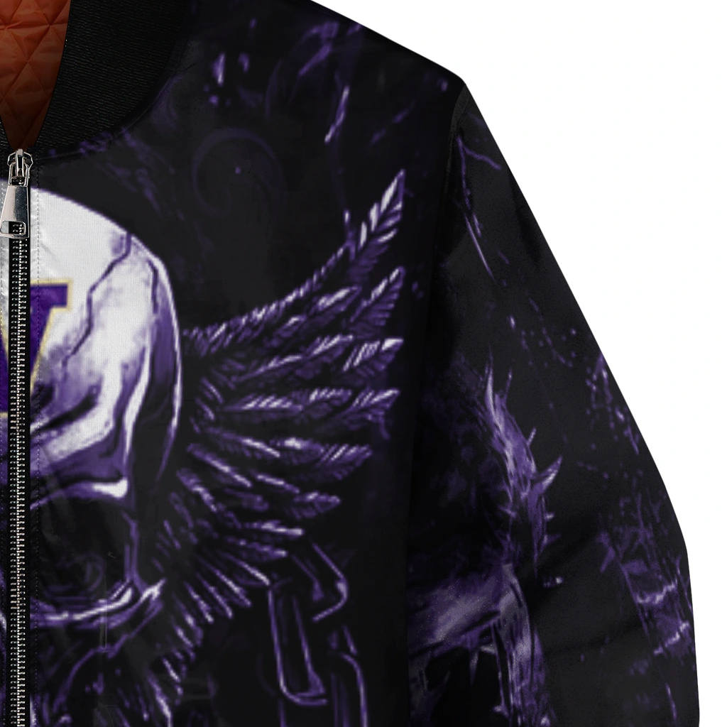 washington huskies skull bite purple black bomber jacket premium grade washington huskies skull bite purple black bomber jacket premium grade