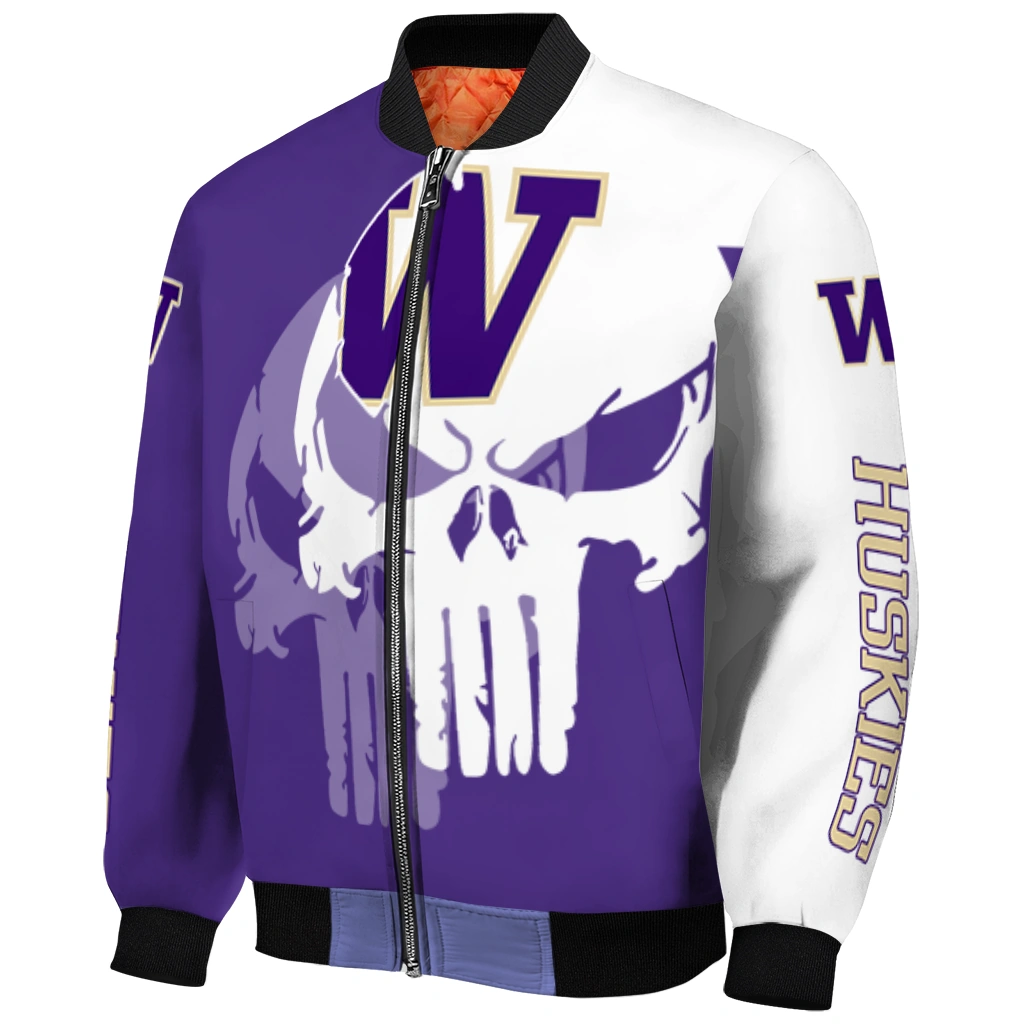 washington huskies skull outline purple white bomber jacket fashion forward washington huskies skull outline purple white bomber jacket fashion forward