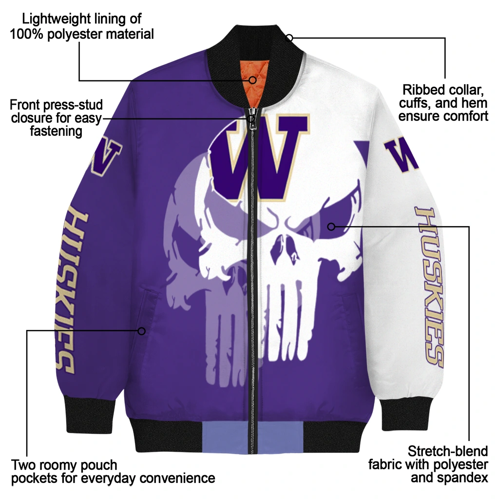 washington huskies skull outline purple white bomber jacket new arrival washington huskies skull outline purple white bomber jacket new arrival