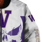 washington huskies skull outline purple white bomber jacket best selling