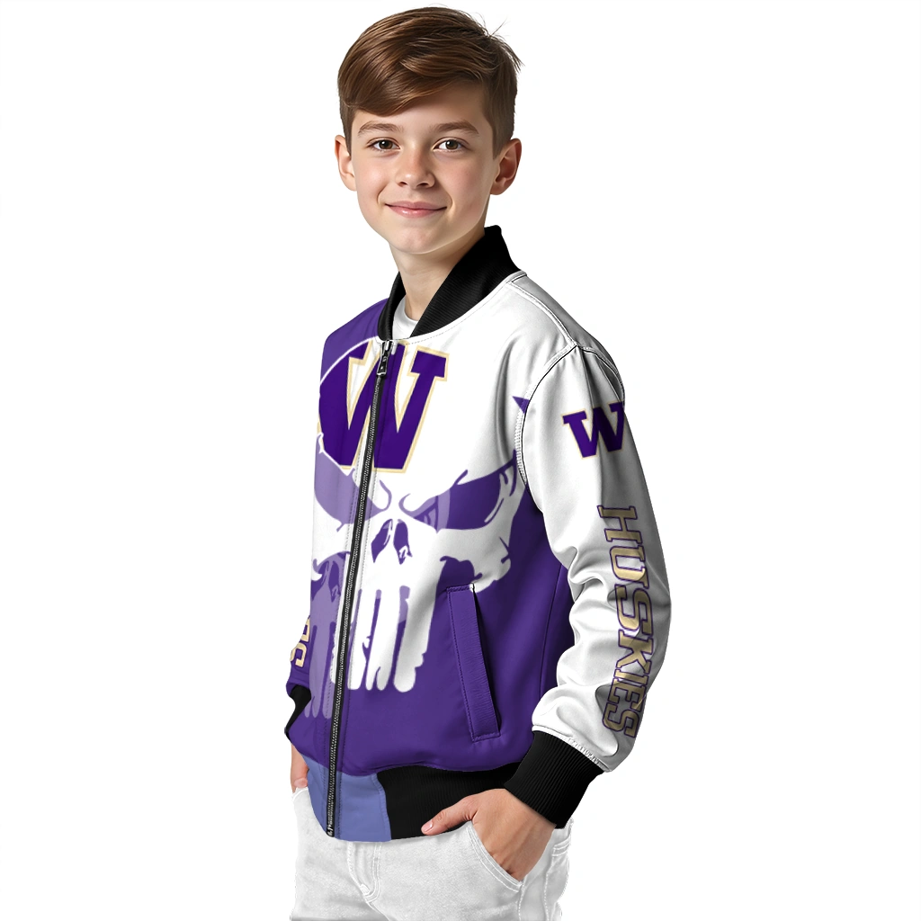 washington huskies skull outline purple white bomber jacket trendy washington huskies skull outline purple white bomber jacket trendy