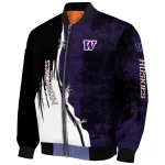 washington huskies torn texture print purple black bomber jacket best selling