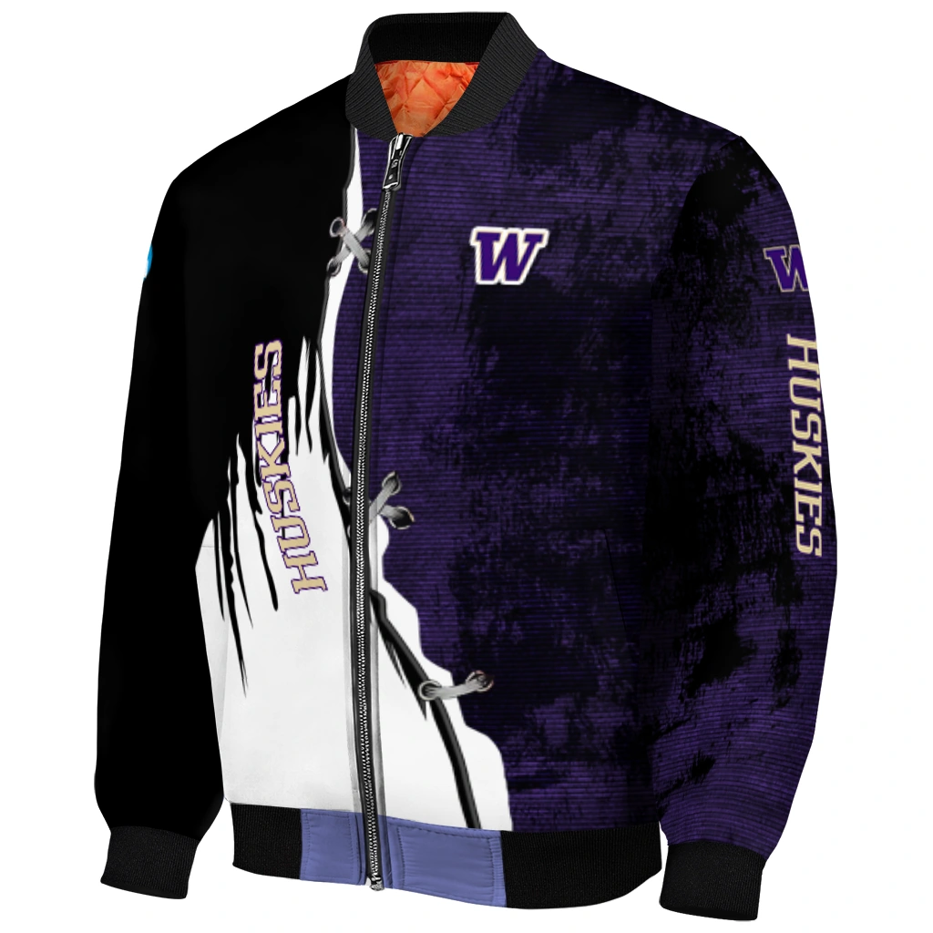 washington huskies torn texture print purple black bomber jacket fashion forward washington huskies torn texture print purple black bomber jacket fashion forward