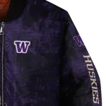 washington huskies torn texture print purple black bomber jacket best selling