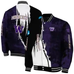 washington huskies torn texture print purple black varsity jacket best selling