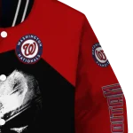 washington nationals edgy mask red black varsity jacket best selling