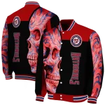 washington nationals fire skull red black varsity jacket best selling