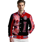 washington nationals fire skull red black varsity jacket best selling